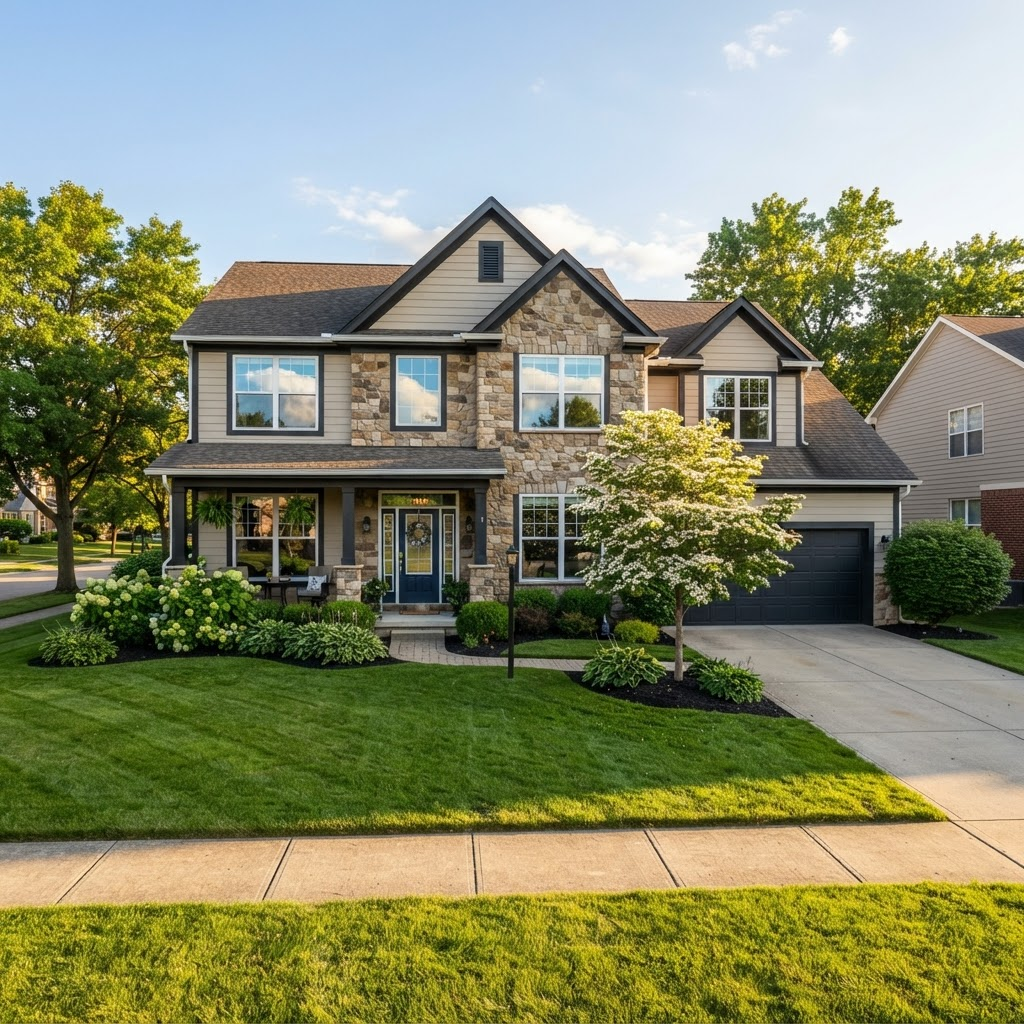 Suburban home with clean, streak-free windows